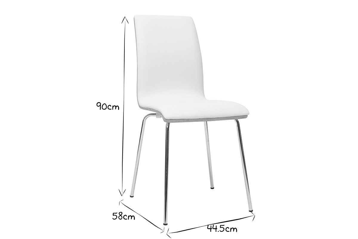 Sillas blanco y madera clara con patas metal (lote de 2) DELICACY