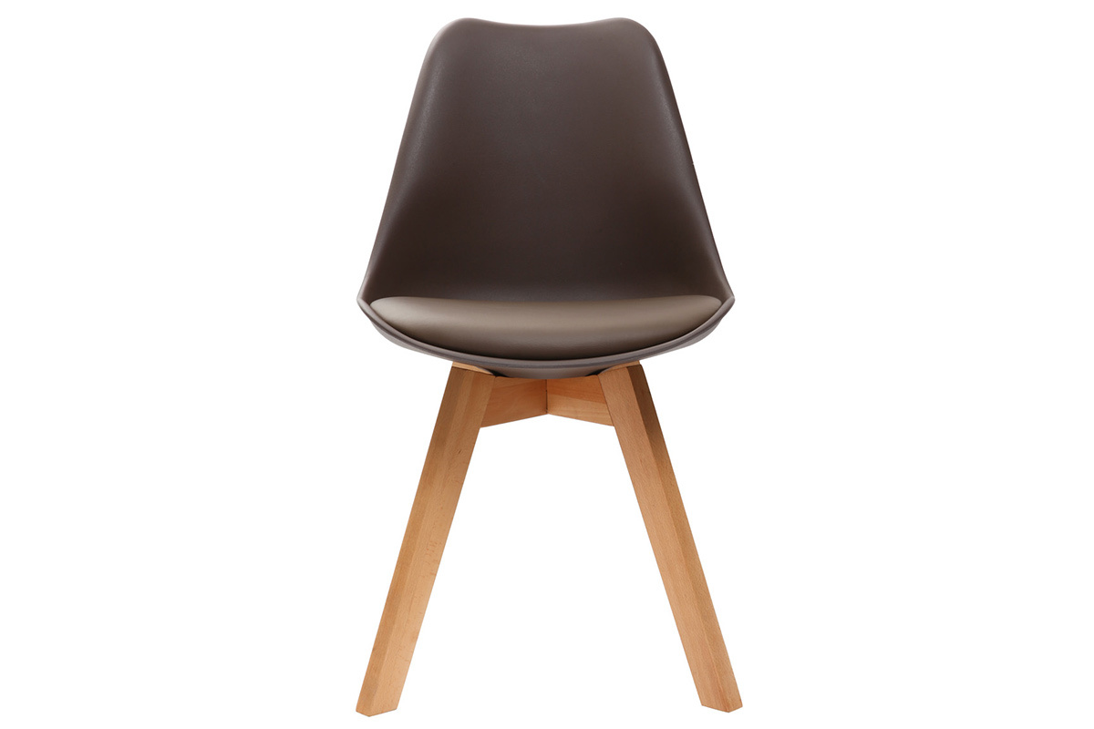 Sillas chocolate con patas madera clara (lote de 2) PAULINE