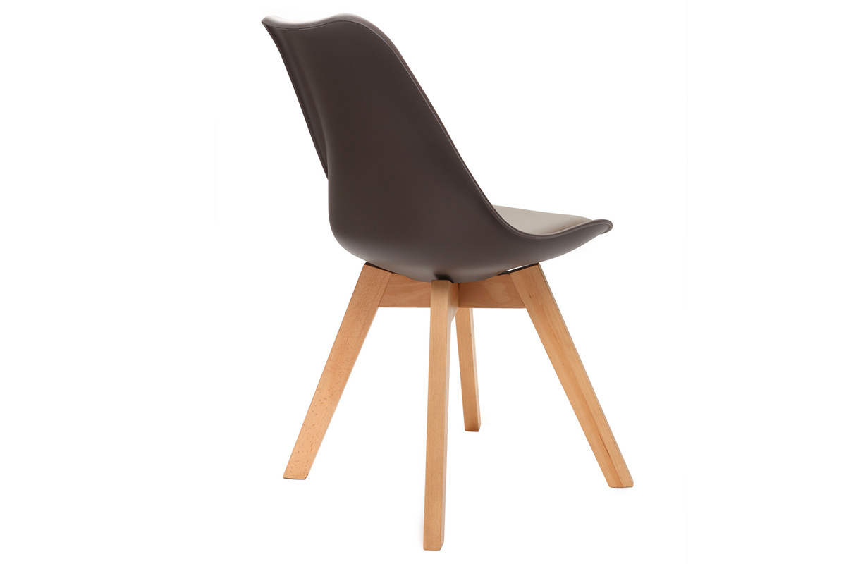Sillas chocolate con patas madera clara (lote de 2) PAULINE