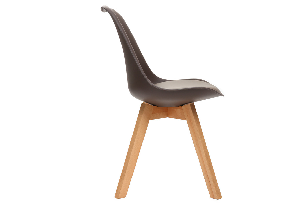 Sillas chocolate con patas madera clara (lote de 2) PAULINE