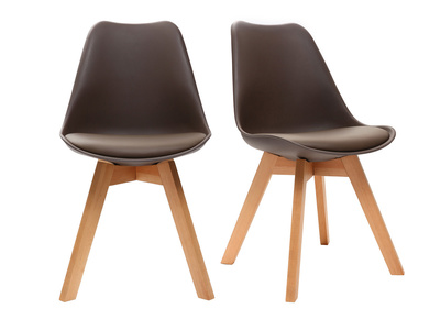 Sillas chocolate con patas madera clara (lote de 2) PAULINE