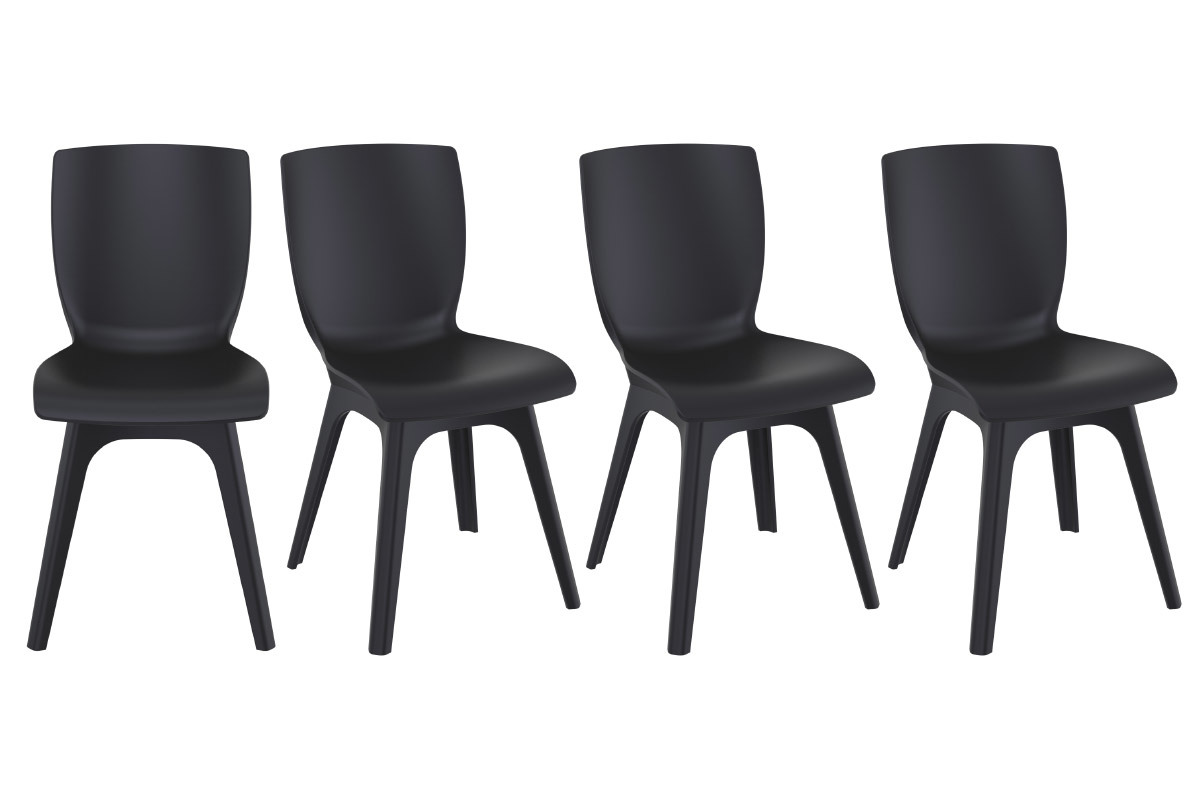 Sillas color negro interior / exterior (lote de 4) SWAN