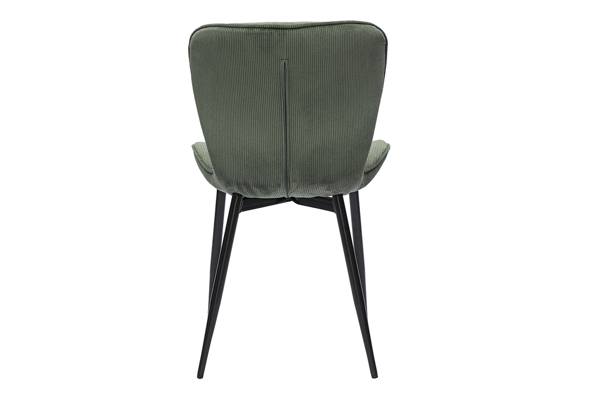 Sillas de diseo de terciopelo de pana verde caqui y metal negro (juego de 2) ADDICT