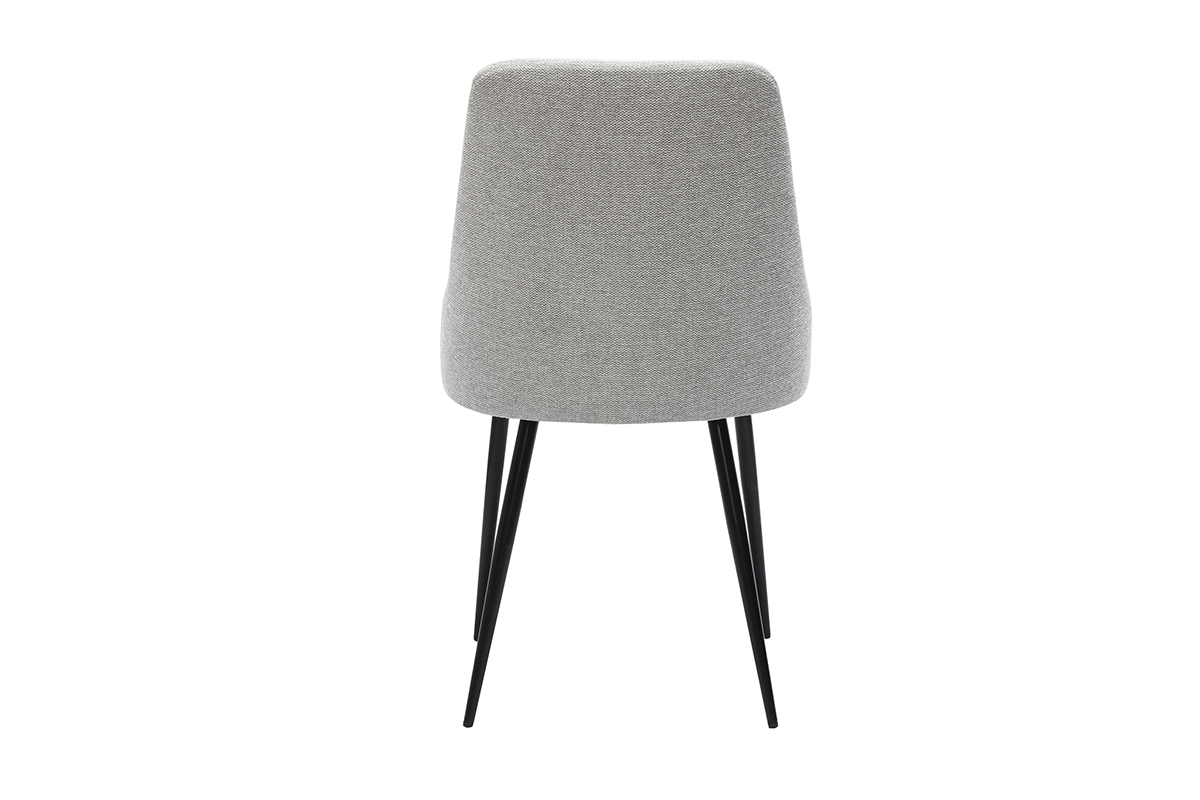 Sillas de diseo de terciopelo texturizado gris claro y metal negro (lote de 2) CULT