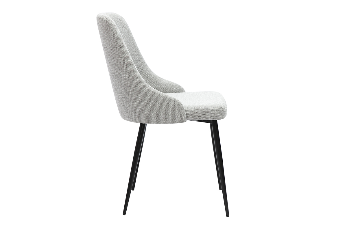 Sillas de diseo de terciopelo texturizado gris claro y metal negro (lote de 2) CULT