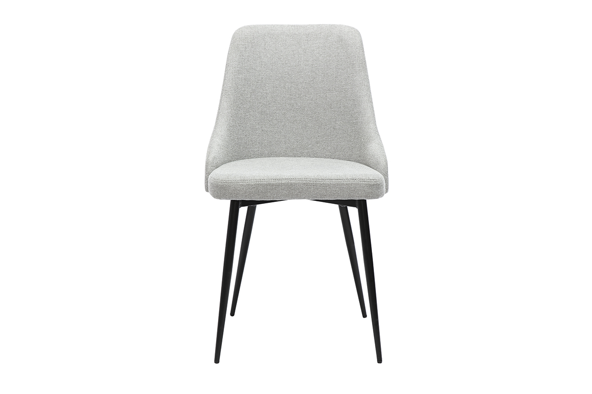 Sillas de diseo de terciopelo texturizado gris claro y metal negro (lote de 2) CULT