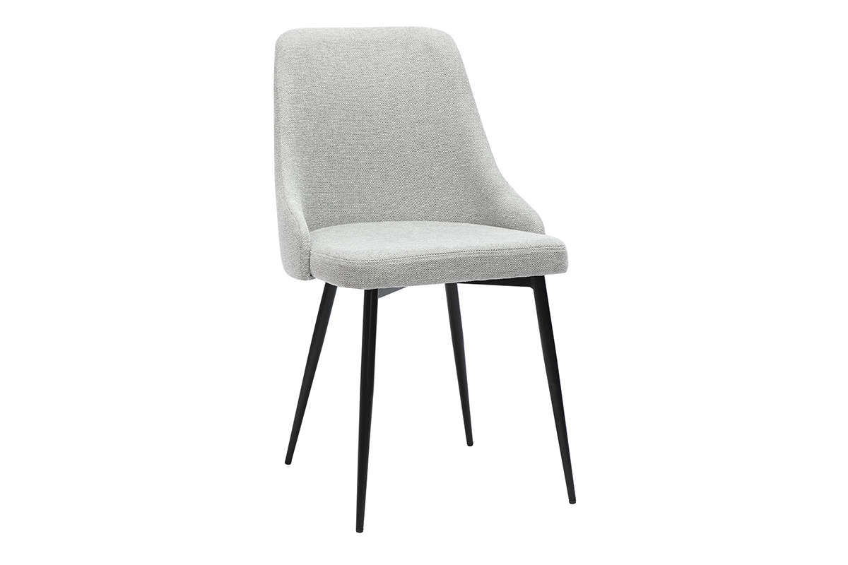 Sillas de diseo de terciopelo texturizado gris claro y metal negro (lote de 2) CULT