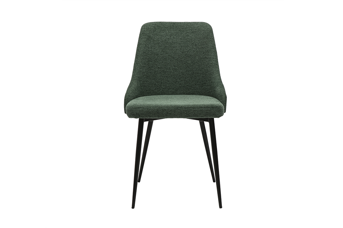 Sillas de diseo de terciopelo verde oscuro texturizado y metal negro (juego de 2) CULT