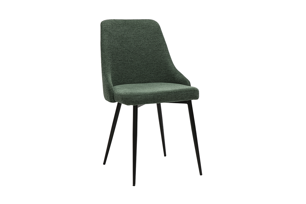Sillas de diseo de terciopelo verde oscuro texturizado y metal negro (juego de 2) CULT