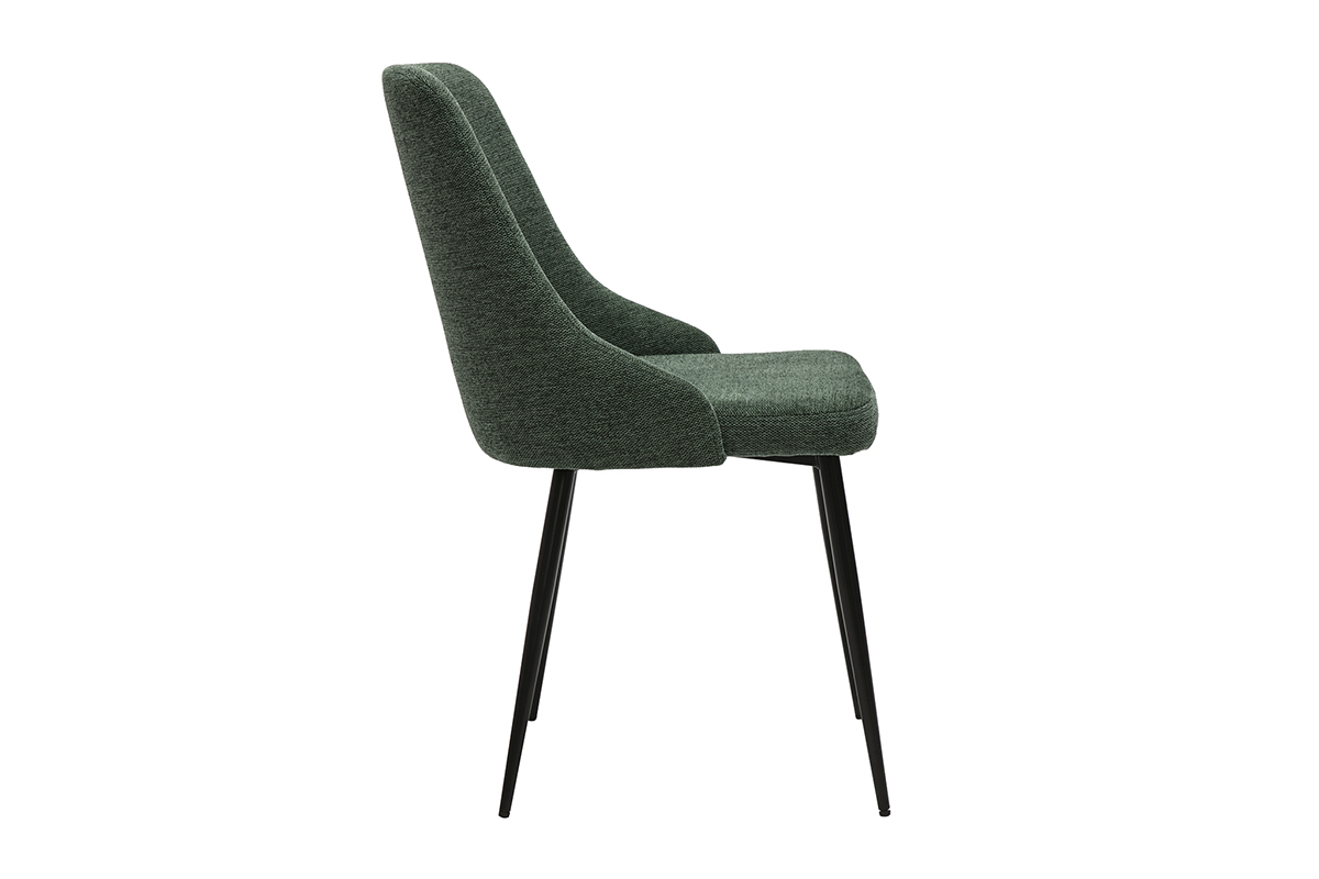 Sillas de diseo de terciopelo verde oscuro texturizado y metal negro (juego de 2) CULT