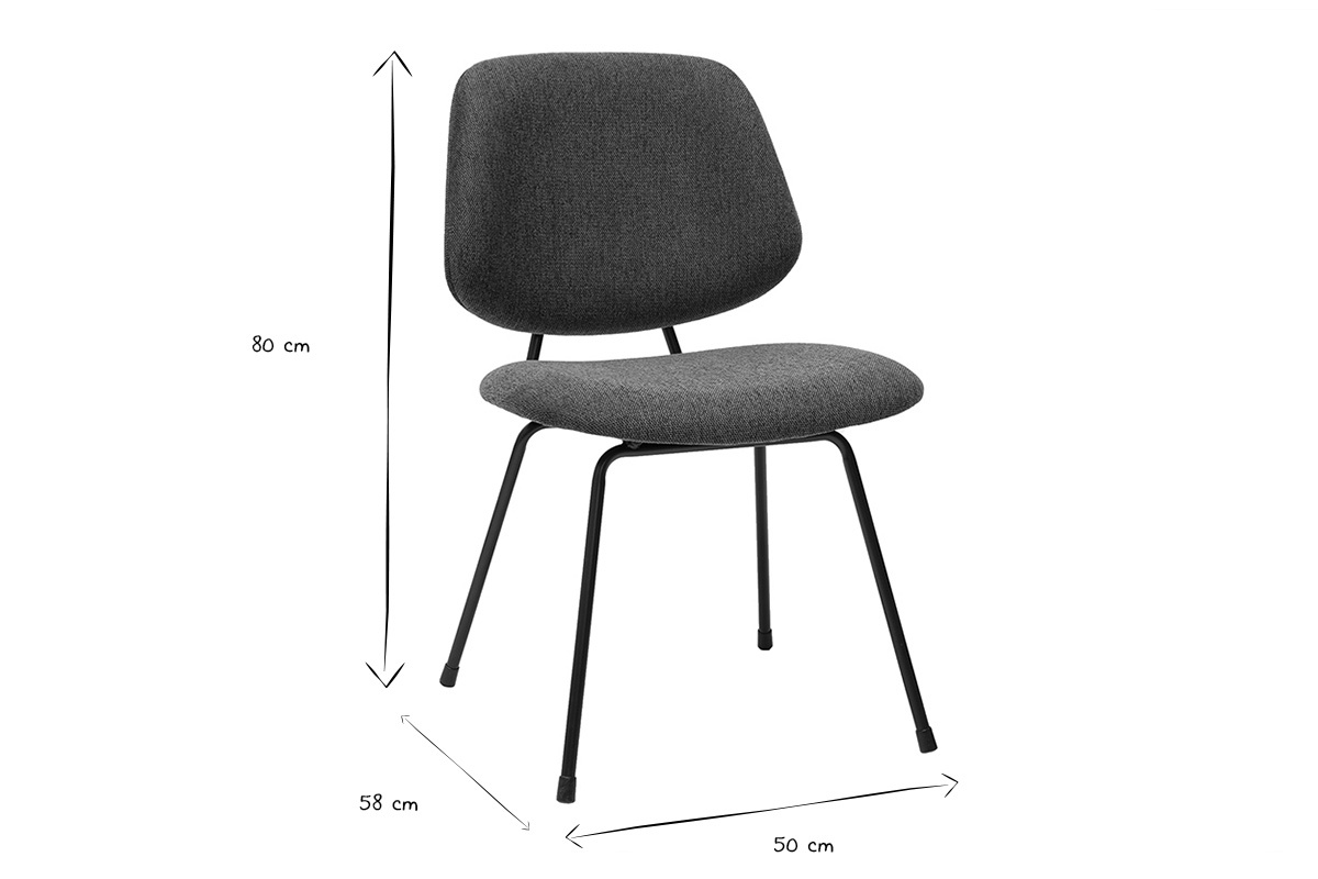 Dimensiones de la silla de dise�o BARNET en blanco y negro: 80 cm de altura, 58 cm de profundidad, 50 cm de anchura.