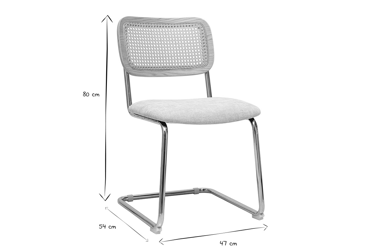Dimensiones de la silla ELECTRA: 80 cm de alto, 54 cm de profundidad, 47 cm de ancho, en negro y blanco.