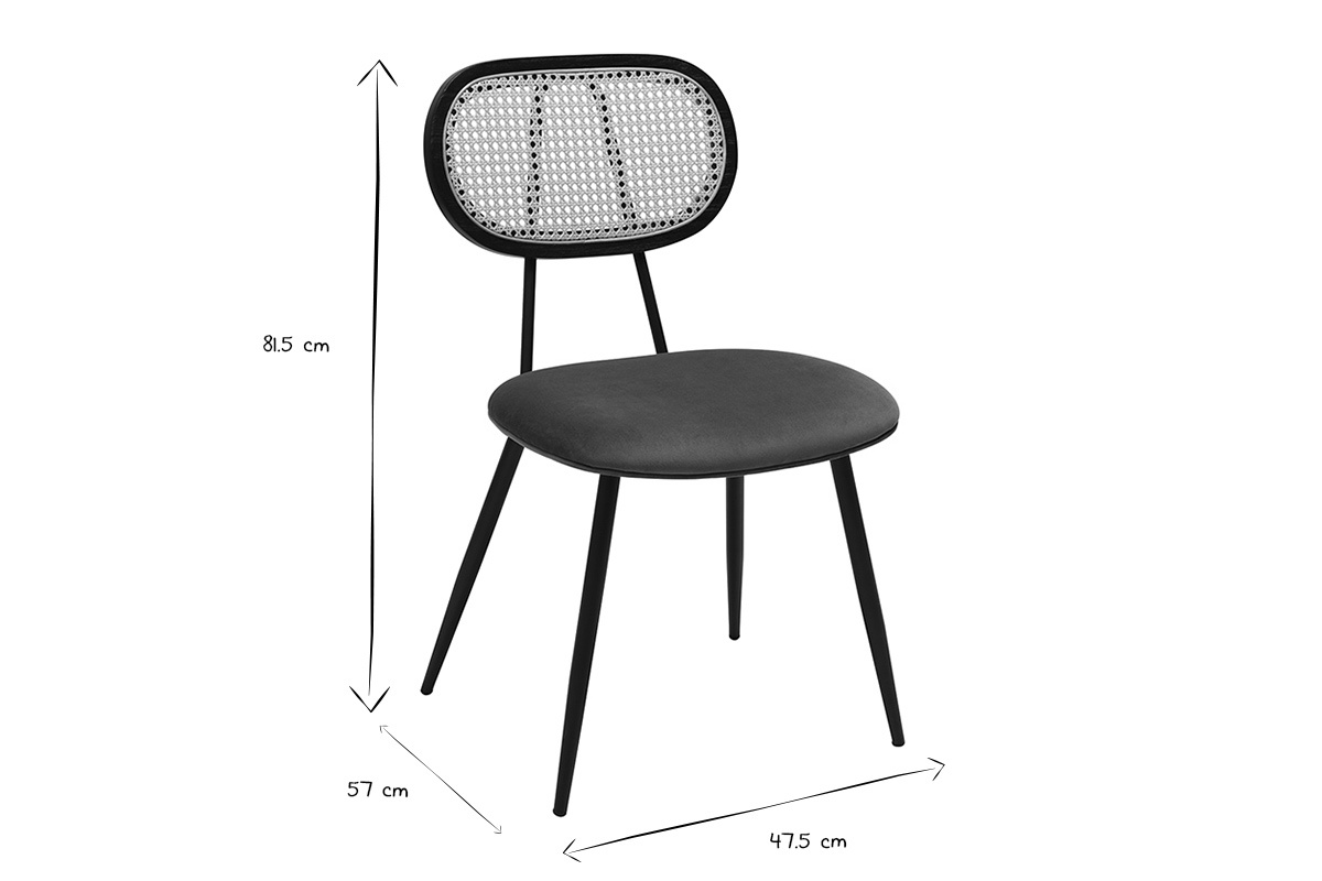 Silla SWANN con dimensiones 81,5 cm de altura, 47,5 cm de ancho, 57 cm de profundidad en negro y blanco.
