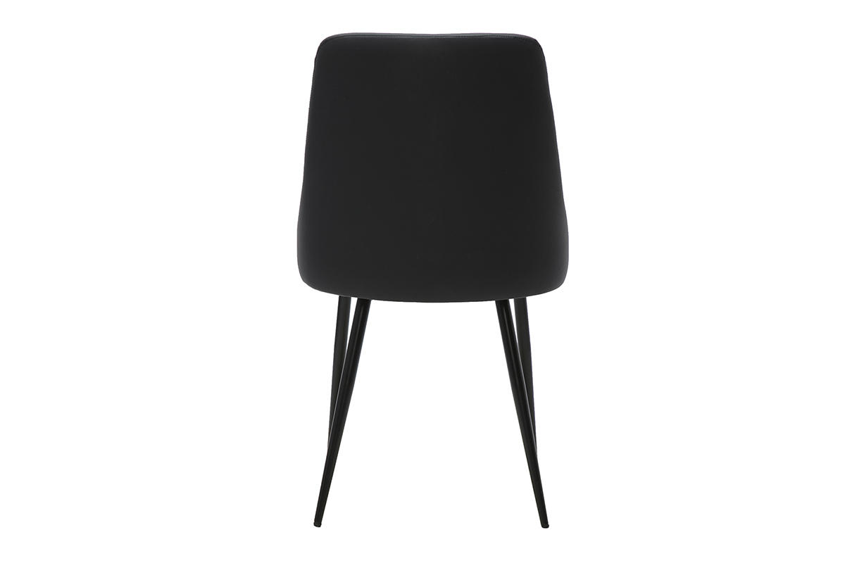 Silla de dise�o negra CULT vista desde atr�s, base c�nica de metal negro.