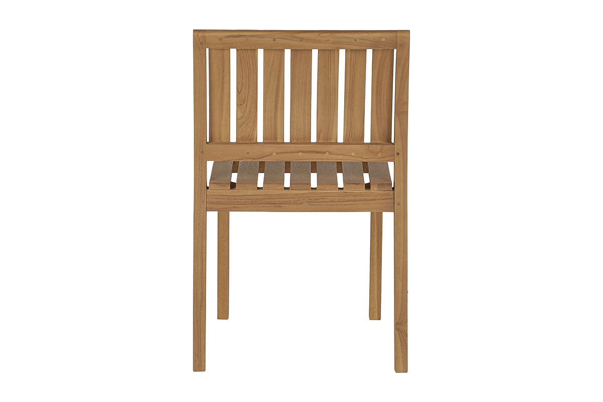 Silla de jard�n TECKA en teca maciza, vista trasera, apilable, dimensiones L50 x P53,5 x H80 cm.