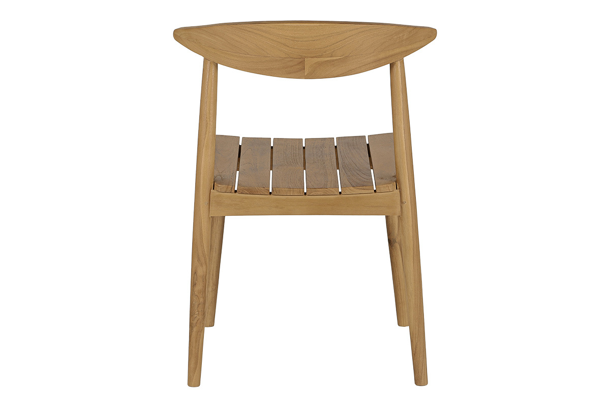 Silla de jard�n SAGARA en teca maciza, vista trasera, dise�o apilable y depurado.