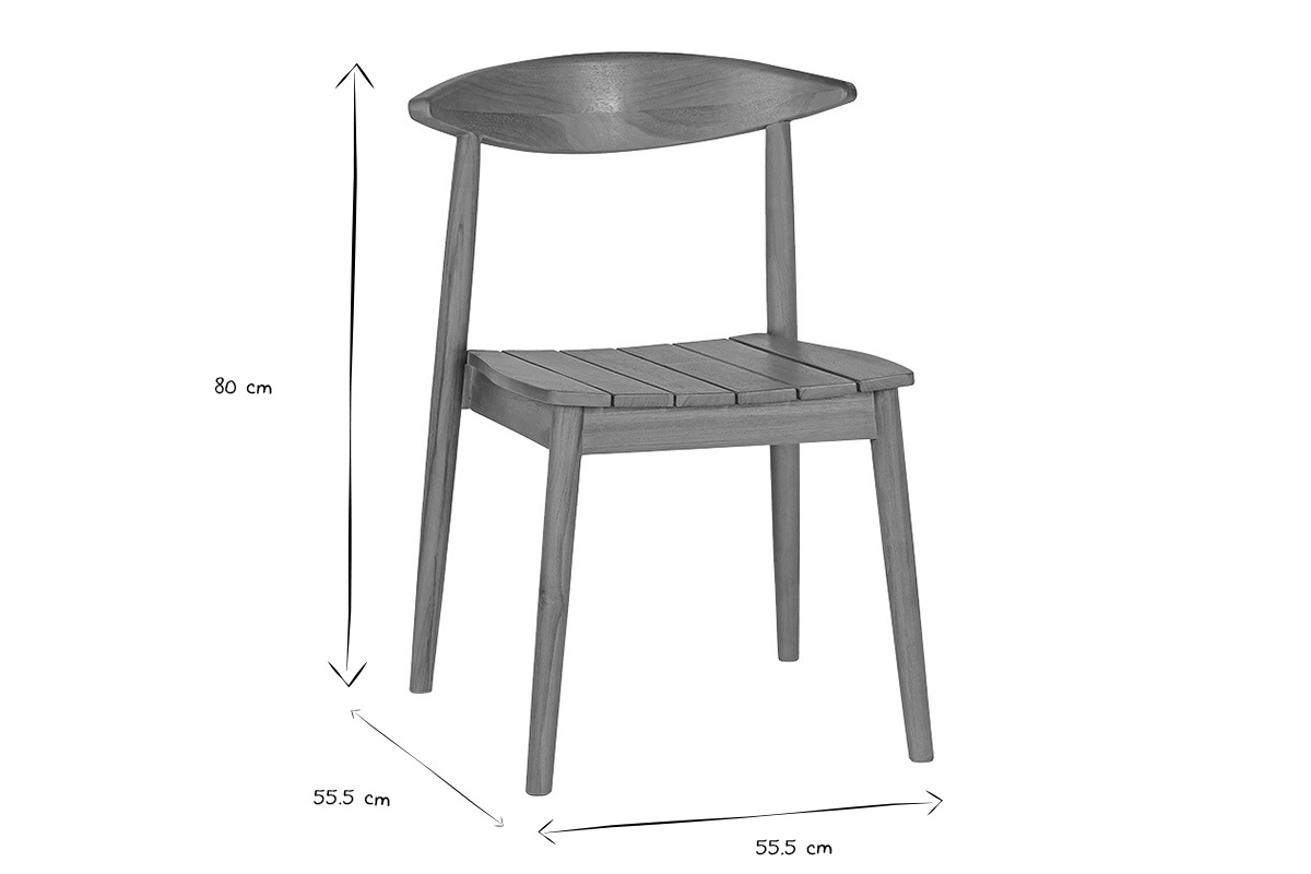 Dimensiones de las sillas de jard�n SAGARA: An55.5 x Pr55.5 x Al80 cm en negro y blanco.