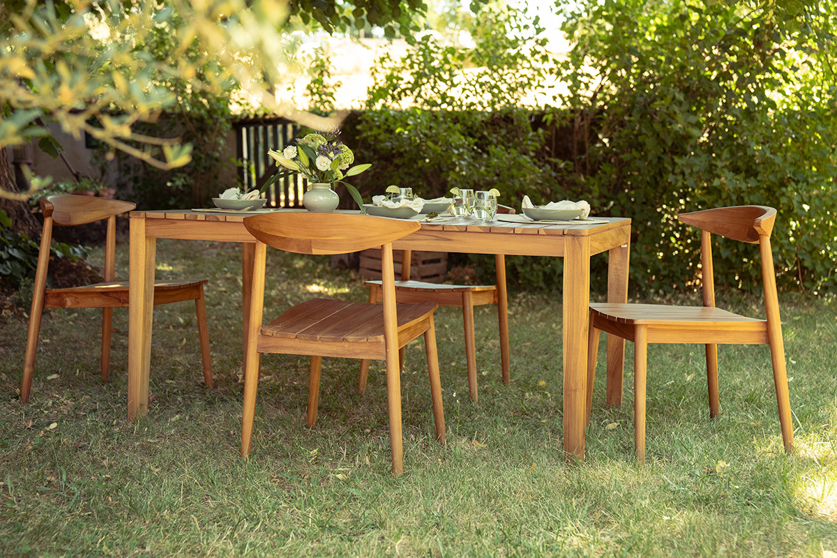 Sillas de jard�n apilables de madera maciza de teca (lote de 2) SAGARA