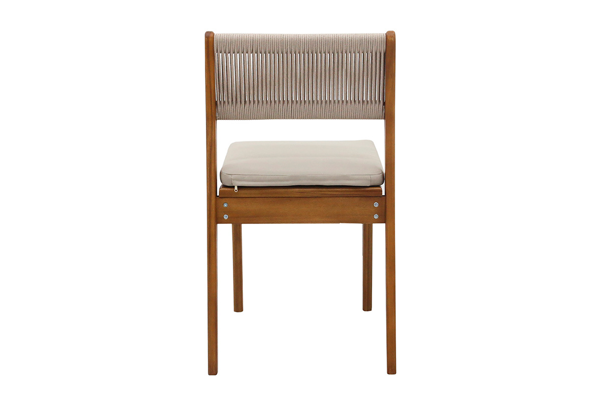 Silla de jard�n ZEPHYR de madera y cuerda, vista trasera.
