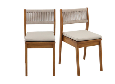 Sillas de jard&iacute;n de madera maciza y cuerda trenzada (juego de 2) ZEPHYR