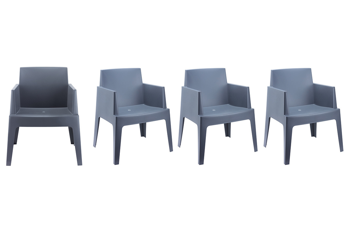 Sillas de jard�n dise�o gris oscuro Lote de 4 LALI