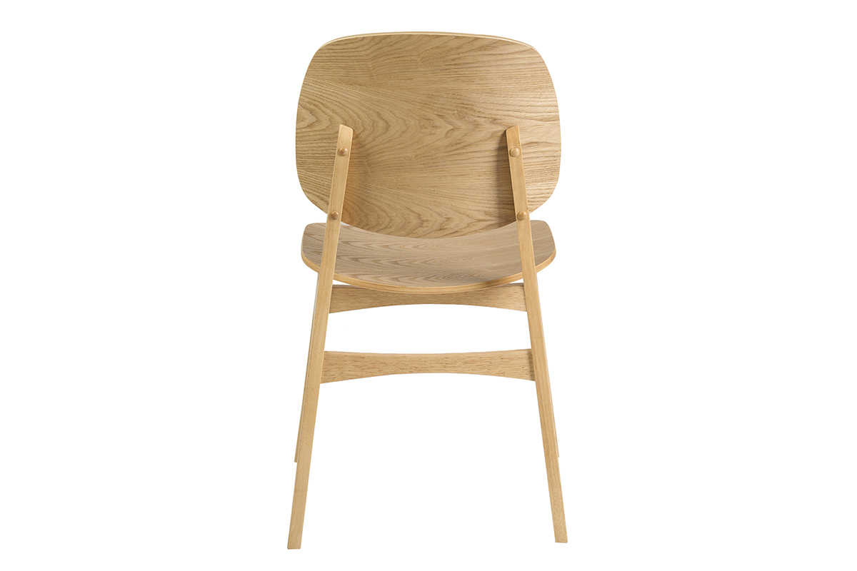 Sillas de madera clara de fresno, vista trasera, dise�o escandinavo, l�neas redondeadas.