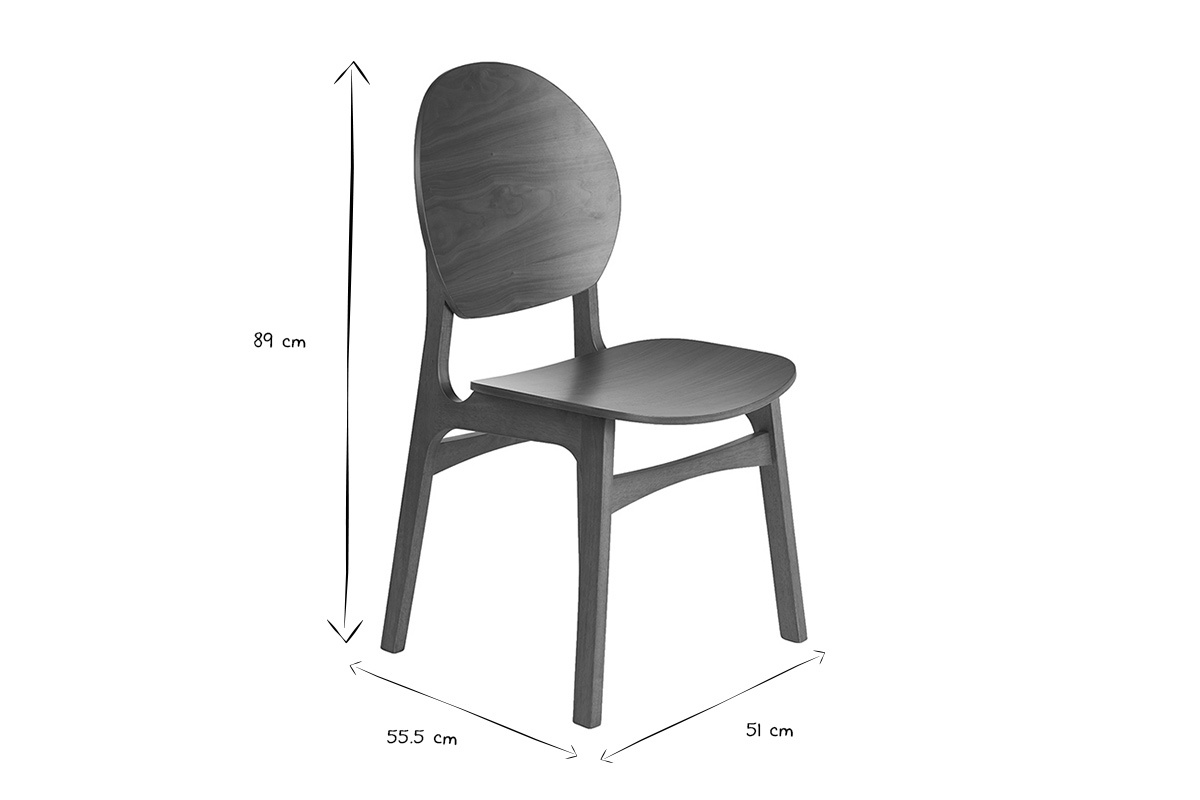Sillas de madera oscura (lote de 2) ELTON