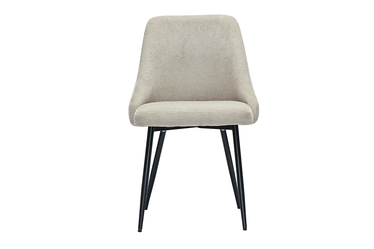 Sillas de tejido chenilla beige y metal negro (lote de 2) HASTA