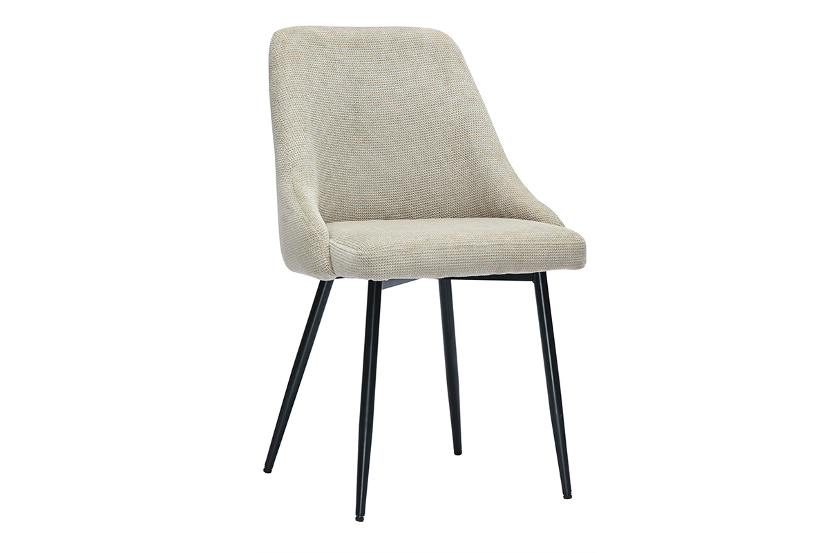 Sillas de tejido chenilla beige y metal negro (lote de 2) HASTA