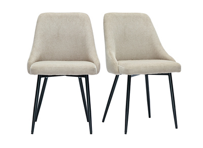 Sillas de tejido chenilla beige y metal negro (lote de 2) HASTA