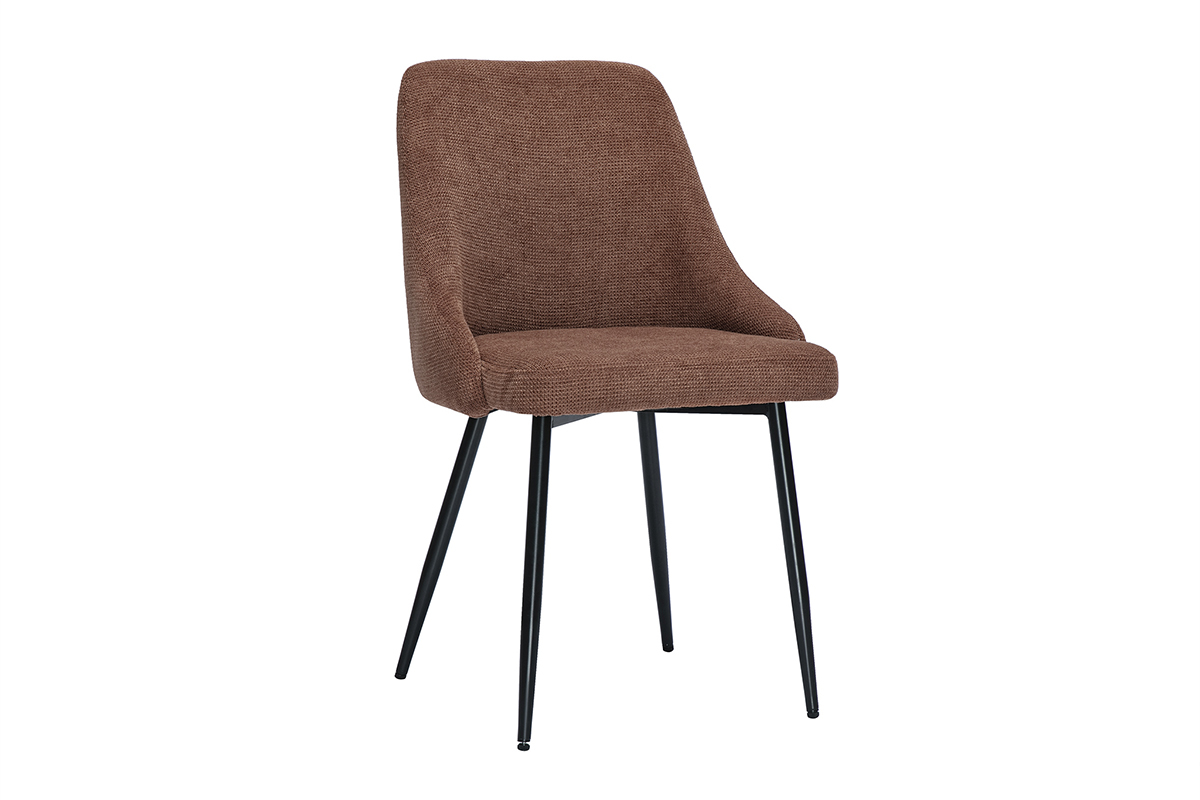 Sillas de tejido chenilla tierra quemada y metal negro (juego de 2) HASTA