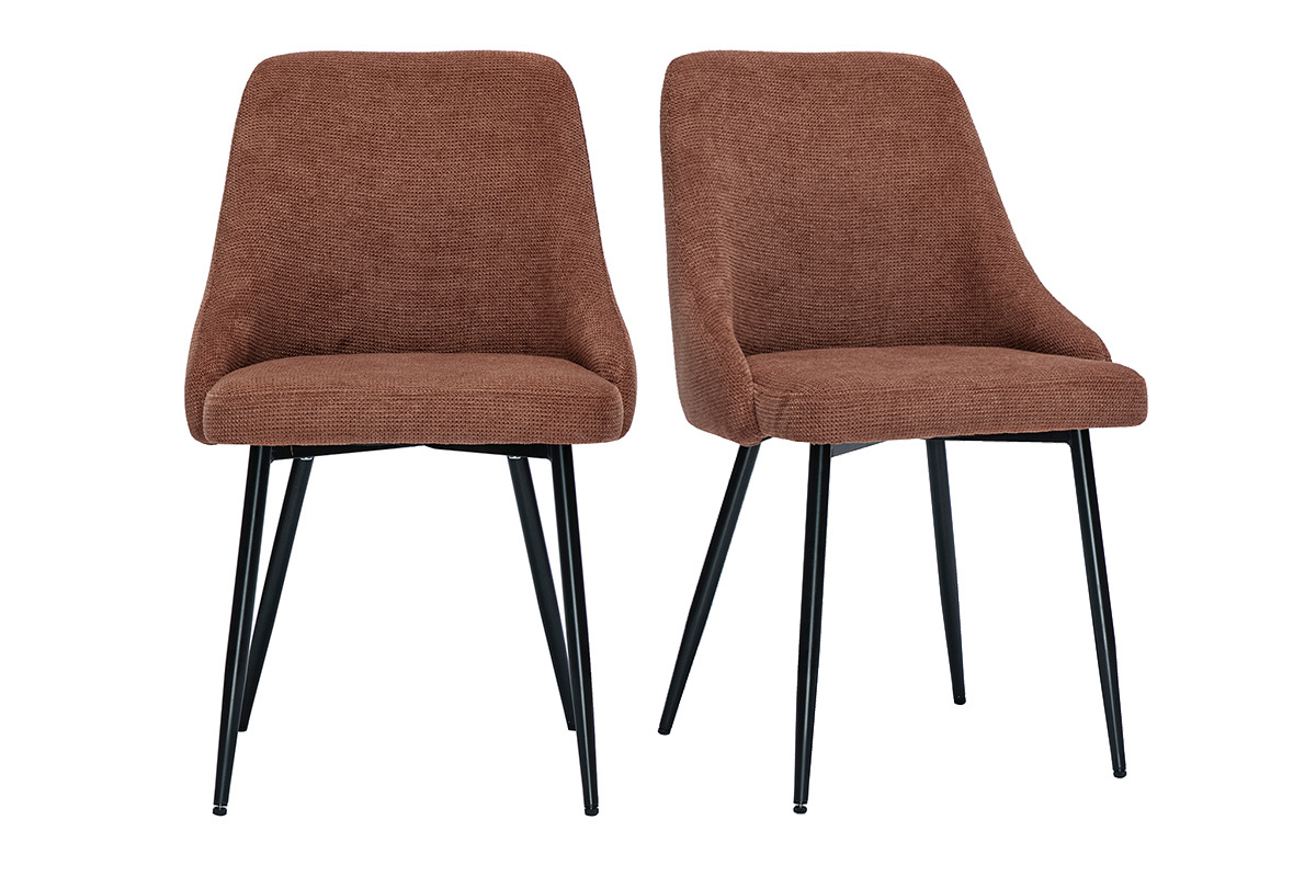 Sillas de tejido chenilla tierra quemada y metal negro (juego de 2) HASTA