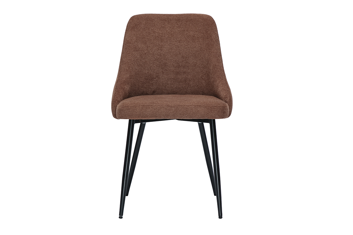 Sillas de tejido chenilla tierra quemada y metal negro (juego de 2) HASTA