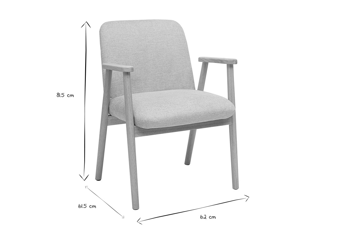 Dimensiones de la silla KITTY en negro y blanco: L62 x P61.5 x H81.5 cm, vista frontal.