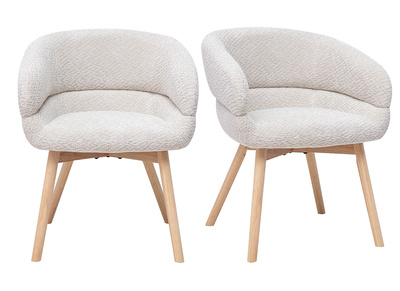 Sillas de tejido de terciopelo chenilla beige y madera clara (lote de 2) TIGGY