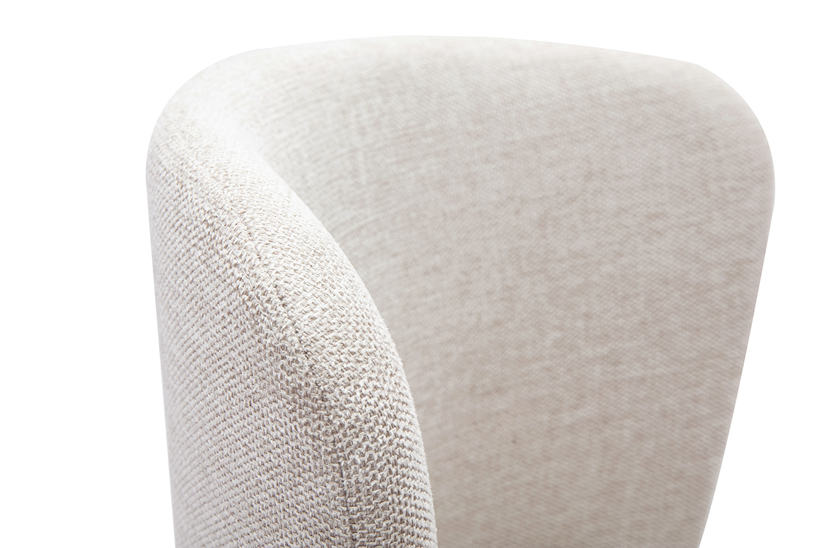 Detalle de la silla LISOR en tejido beige efecto terciopelo texturizado, vista de perfil
