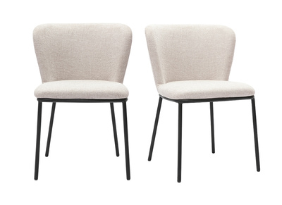 Sillas de tejido efecto terciopelo texturizado beige y metal negro (lote de 2) LISOR