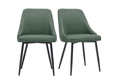 Sillas de tela chenilla verde caqui y metal negro (lote de 2) HASTA