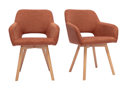 Sillas de tela con efecto terciopelo texturizado color tierra quemada y madera clara (juego de 2) LAURETTE