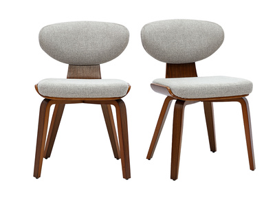 Sillas de tela con efecto terciopelo texturizado gris y madera oscura (juego de 2) YELLE