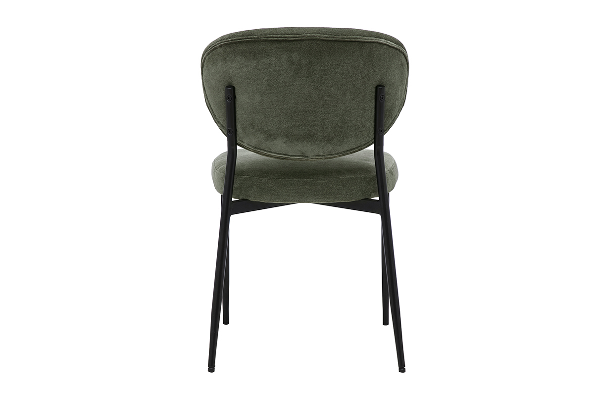 Silla BREKA en tejido verde caqui vista desde atr�s, base de metal cromado
