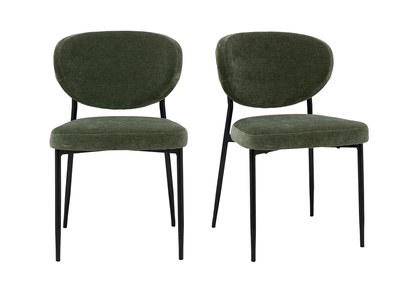 Sillas de tela con efecto terciopelo verde caqui y metal (lote de 2) BREKA