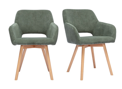Sillas de tela de pana verde caqui y madera clara (juego de 2) LAURETTE