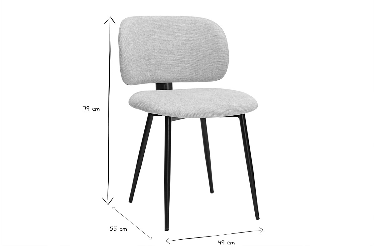 Sillas de tela de terciopelo texturizado beige y metal negro (juego de 2) ATRIUM