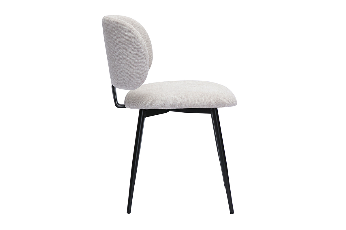 Sillas de tela de terciopelo texturizado beige y metal negro (juego de 2) ATRIUM