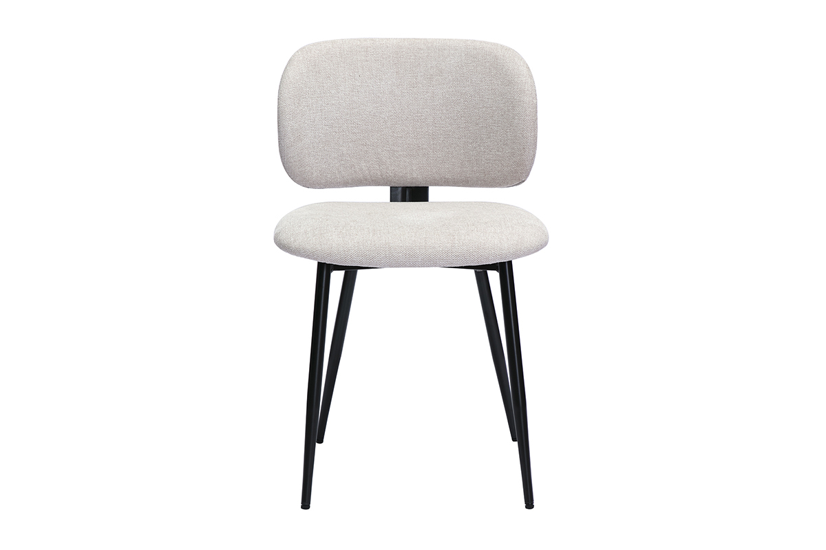 Sillas de tela de terciopelo texturizado beige y metal negro (juego de 2) ATRIUM