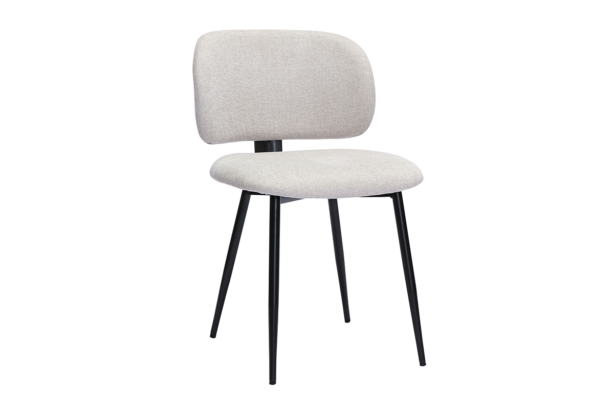 Sillas de tela de terciopelo texturizado beige y metal negro (juego de 2) ATRIUM