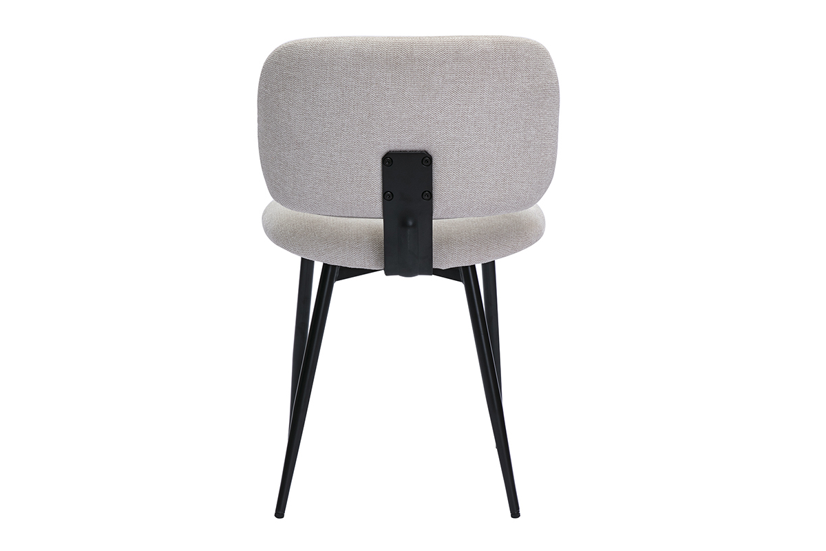 Sillas de tela de terciopelo texturizado beige y metal negro (juego de 2) ATRIUM