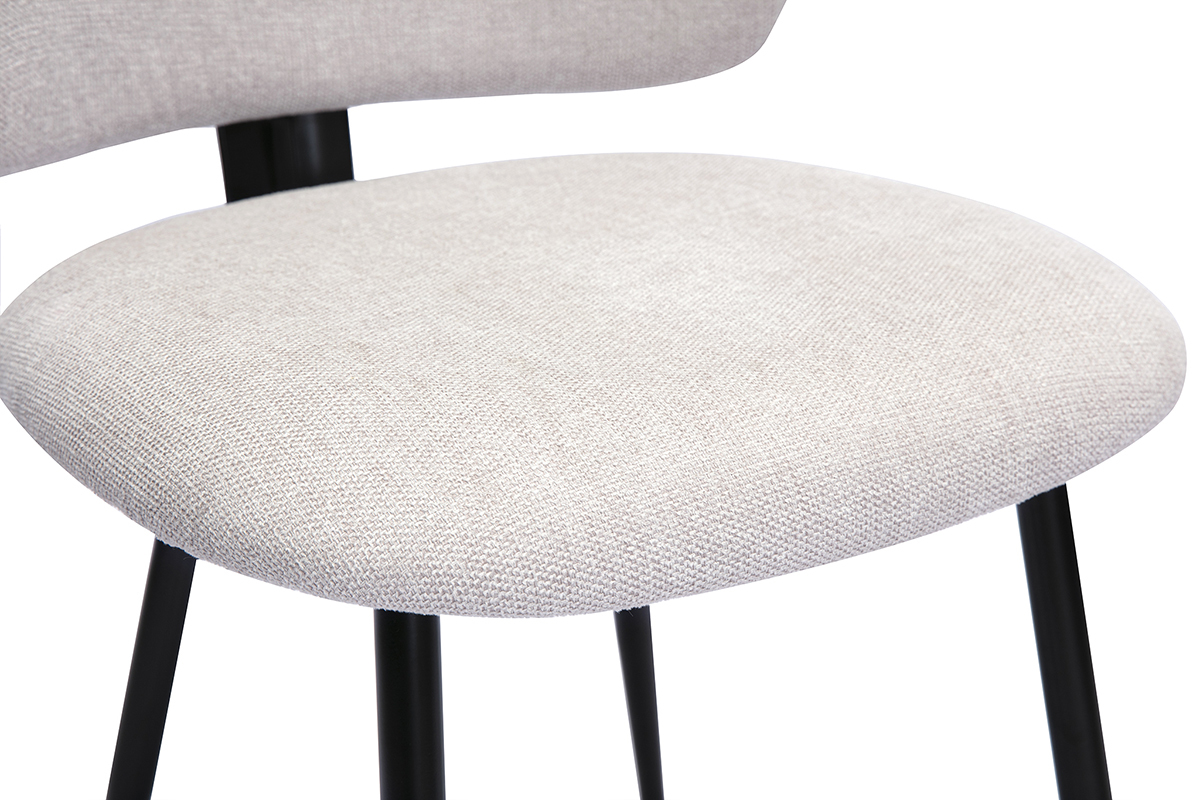 Sillas de tela de terciopelo texturizado beige y metal negro (juego de 2) ATRIUM