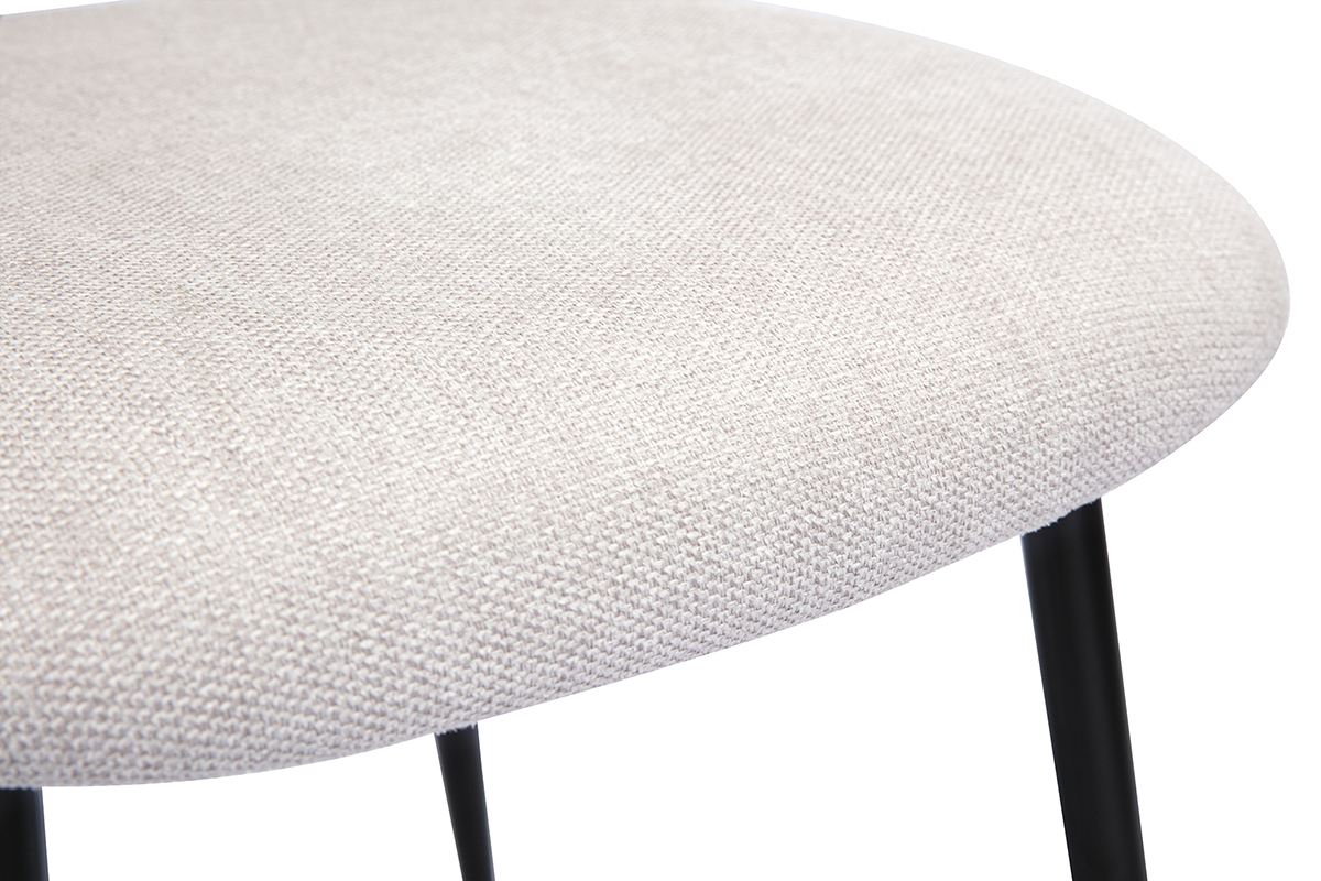 Sillas de tela de terciopelo texturizado beige y metal negro (juego de 2) ATRIUM